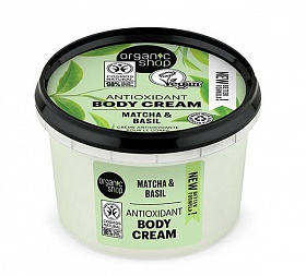 ORGANIC SHOP Antioxidant Body Cream with Matcha & Basil, 250ml